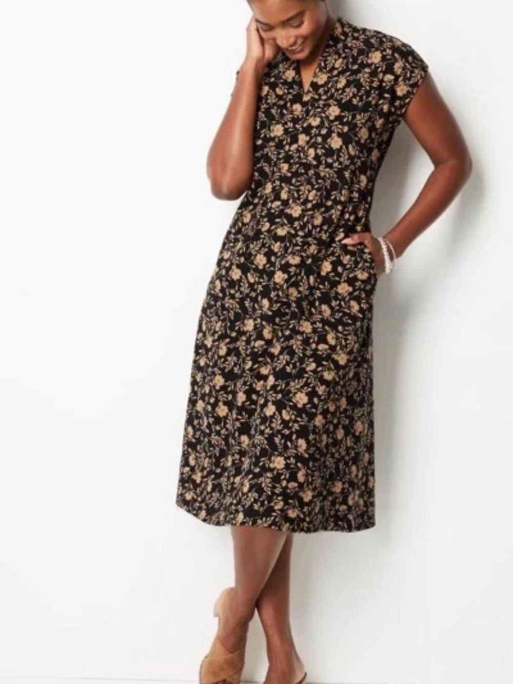 J. Jill Wearever Midi Dress with Floral Print Large